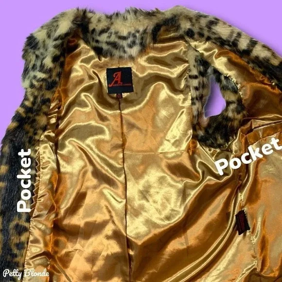 Oversized Faux Fur‎ Soft Animal Print Vest Womens XS Cheetah Adrienne Landau - Picture 7 of 16